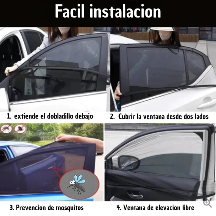 TAPASOLES DE MALLA PARA VENTANA DE CARROS | SET 4 PIEZAS 🚗